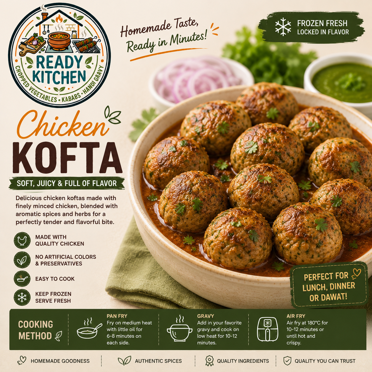 Unfried Chicken Kofta (چکن کوفتہ)