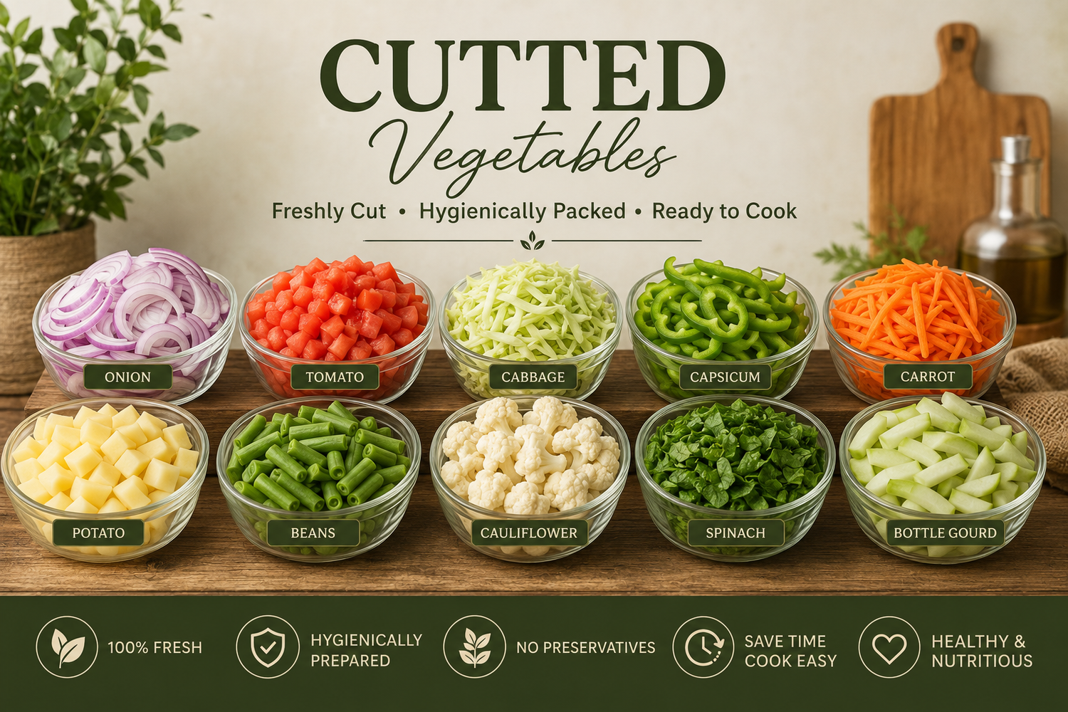 Pre-Cut Vegetables (پہلے سے کٹی ہوئی سبزیاں 🥕🥦🧅)
